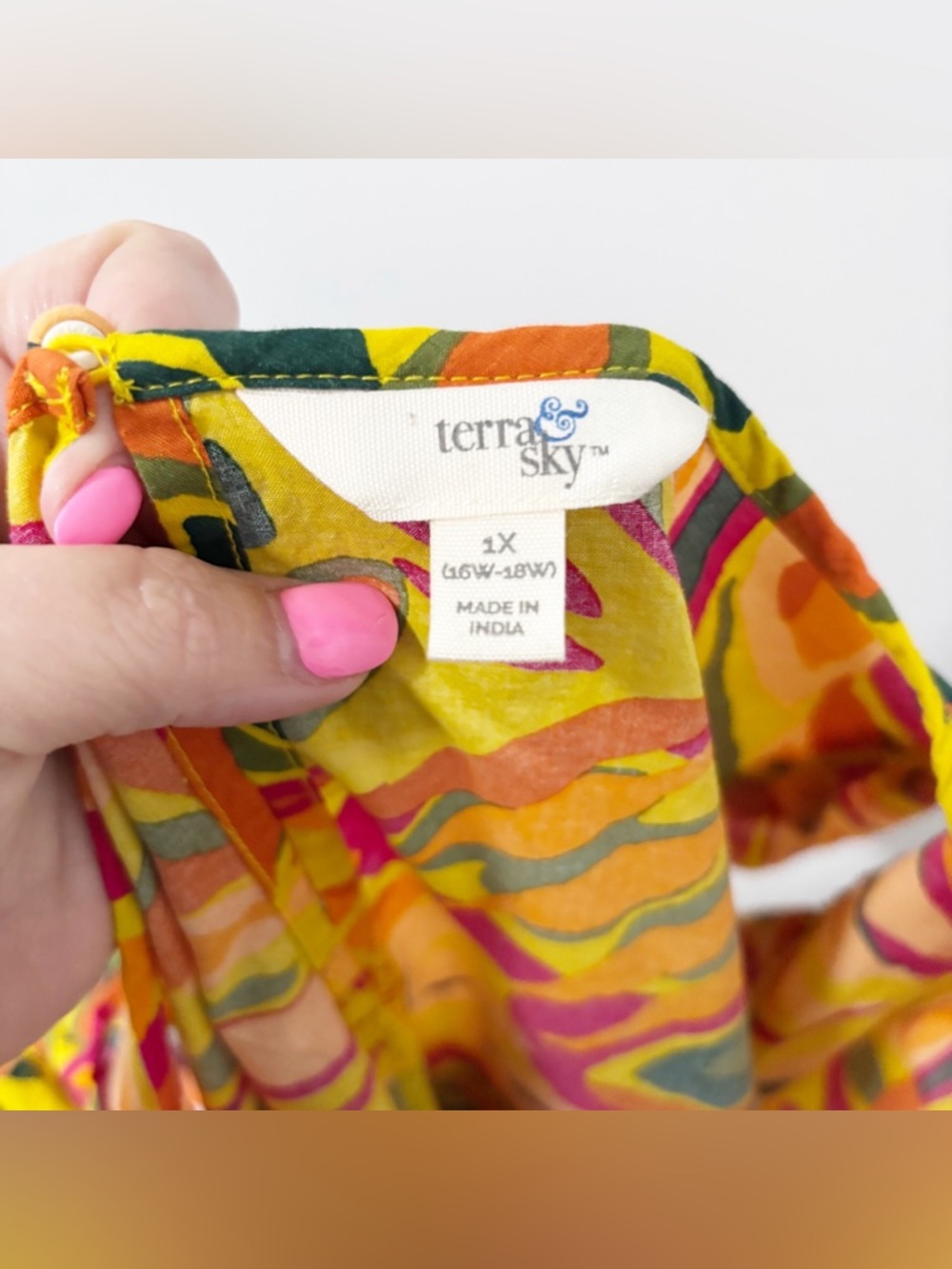 Terra & Sky Tropical Floral Flutter Ruffle Cap Sleeve Blouse Womens Size 1X Art - Picture 7 of 14